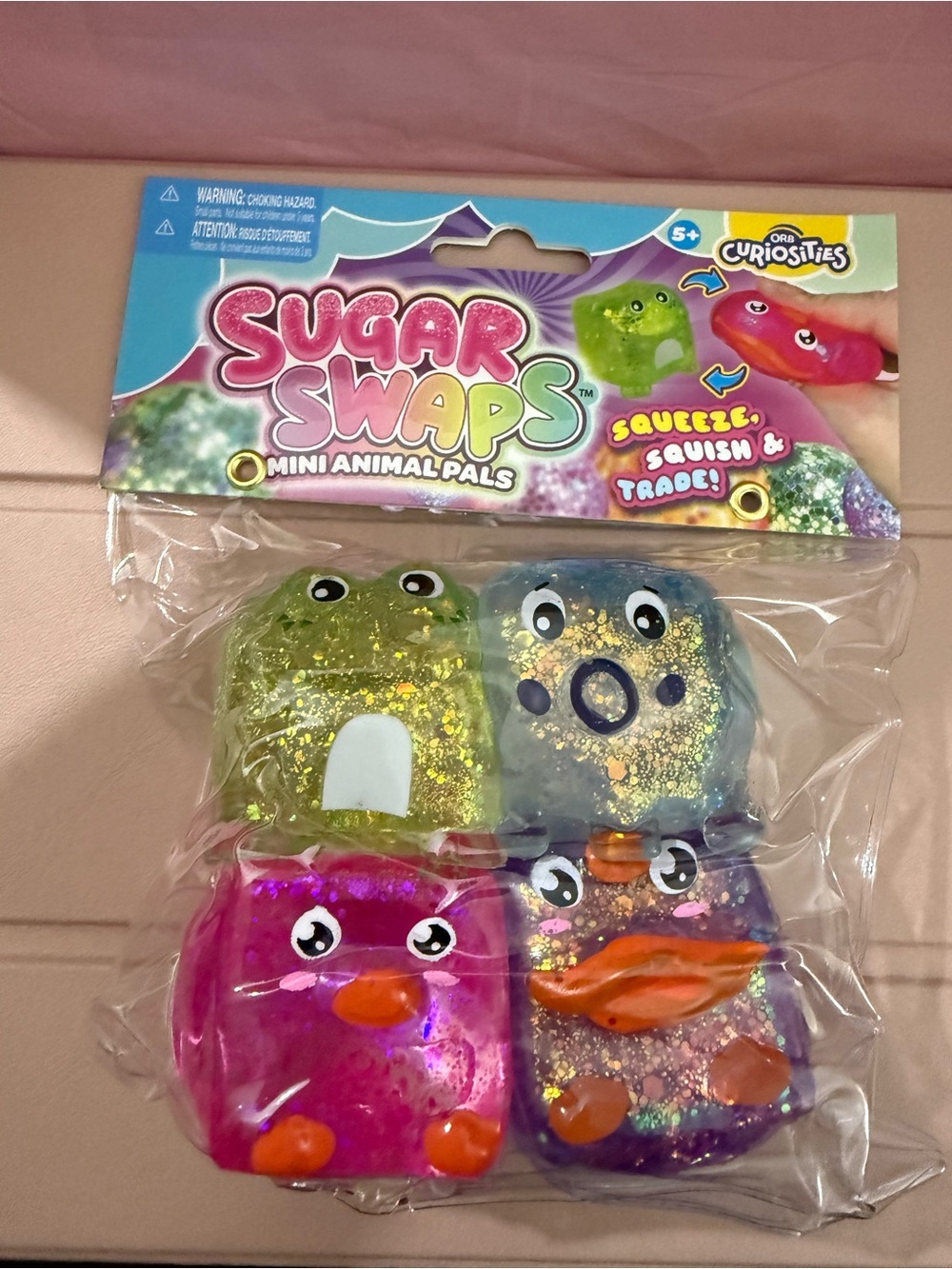 Sugarswaps Mini Animal Pals 4-Pack Squishy Toy Set - Green, Blue, Pink, Purple